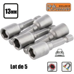 Lot 5 Douilles aimantée 13mm pour visseuse embout magnétique 1/4" RICHMANN C2452