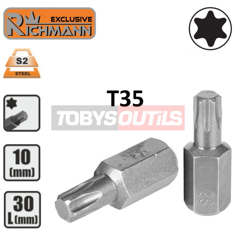 Embout TORX T-35  entrainement 10mm 3/8" Acier S2 HAUTE QUALITÉ RICHMANN C3206