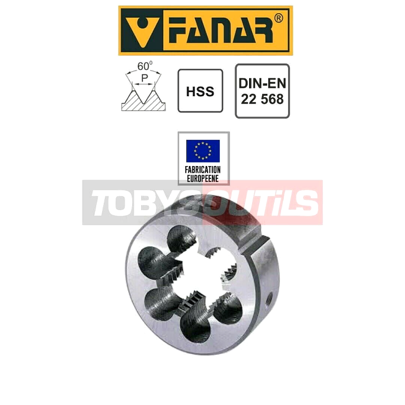 Filière à main FANAR® pas fin M5 x 0,5 - Pour cage Ø 20 mm DIN22568