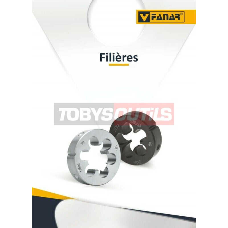 Filière à main FANAR® HSS pas fin M8 x 0,75 - Pour cage Ø 25 mm DIN22568