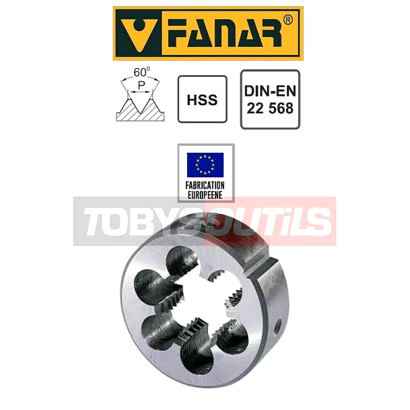 Filière à main FANAR® HSS pas fin M11 x 1 - Pour cage Ø 30 mm DIN22568