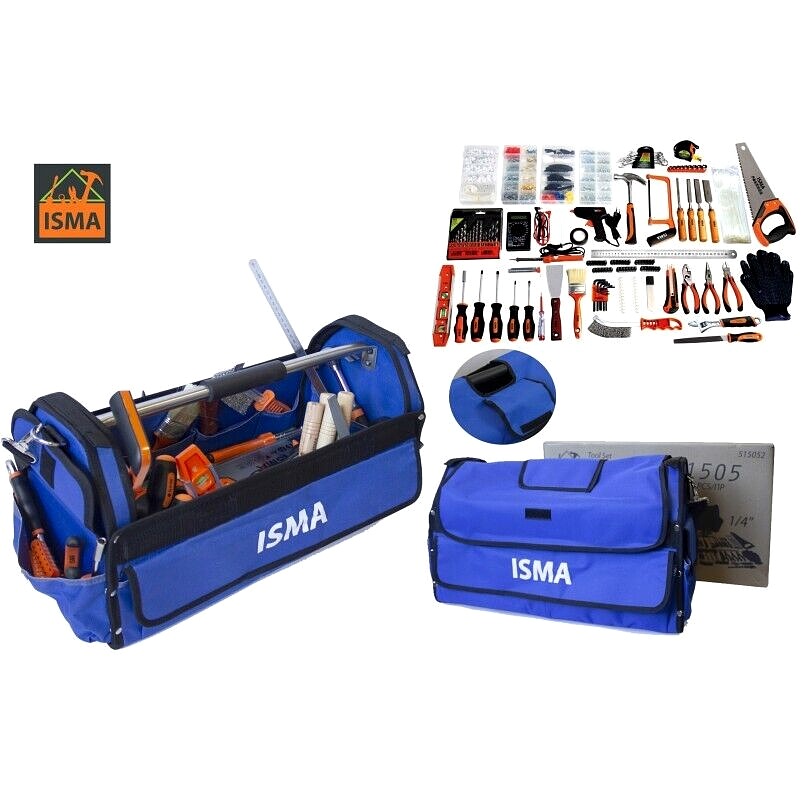 Sac à outils multi poches avec assortiment d'outils 1505 pces ISMA IS-515052