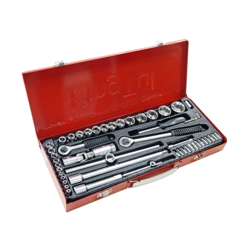 Coffret à cliquets 1/4" et 1/2" 6 pans + embouts de 4 à 32 mm 52 pièces KINGTUL