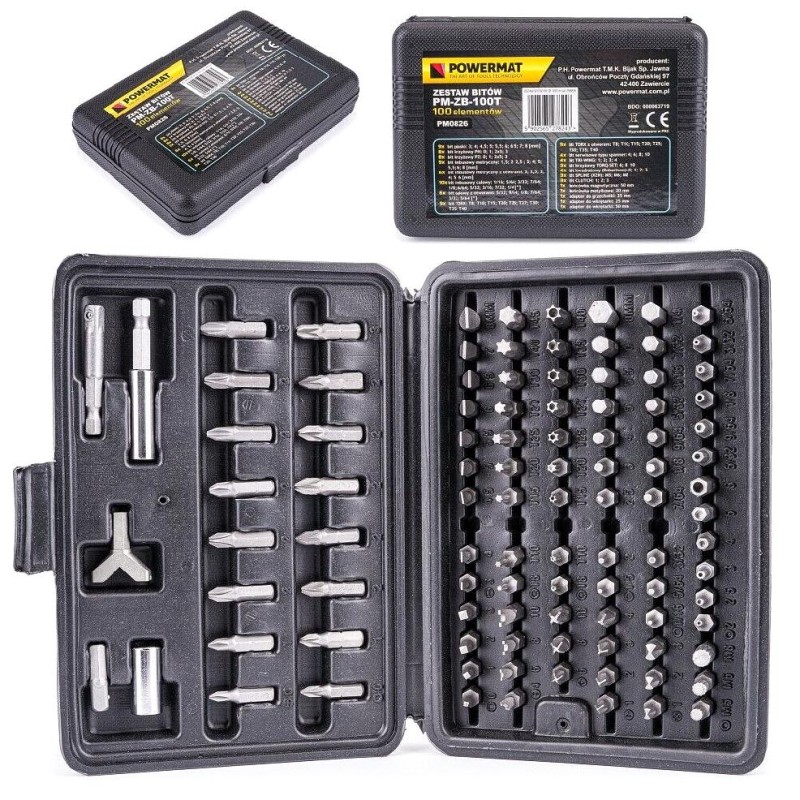 Coffret assortiment d'embouts 1/4" 100 pces pour tournevis POWERMAT PM-ZB-100