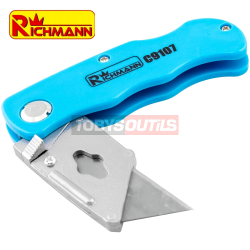 Couteau cutter pliant à lame trapézoïdales 19 mm + 5 lames RICHMANN C9107