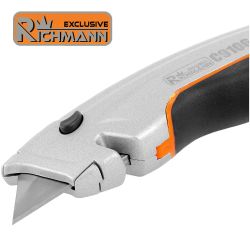 Cutter de sécurité en ALU, lame 19 mm + 3 lames rechanges -PRO- RICHMANN C9106