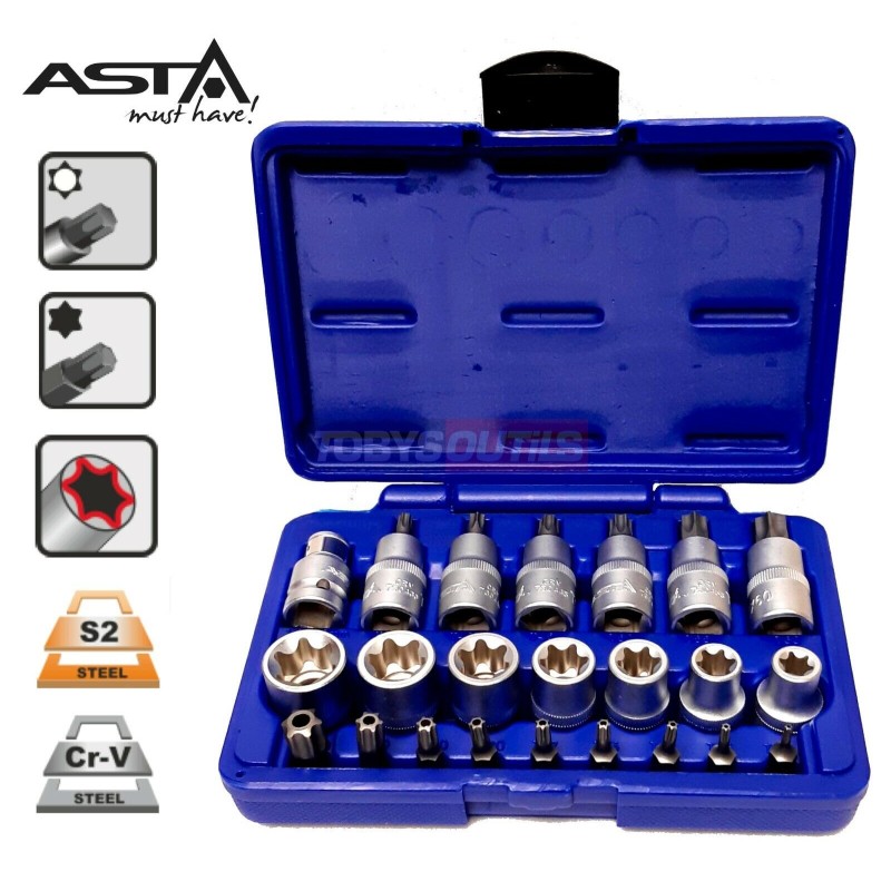 Coffret douilles et embouts 1/2" Torx & Resitorx E12 à E24 et T10 à T60 TXSET-23