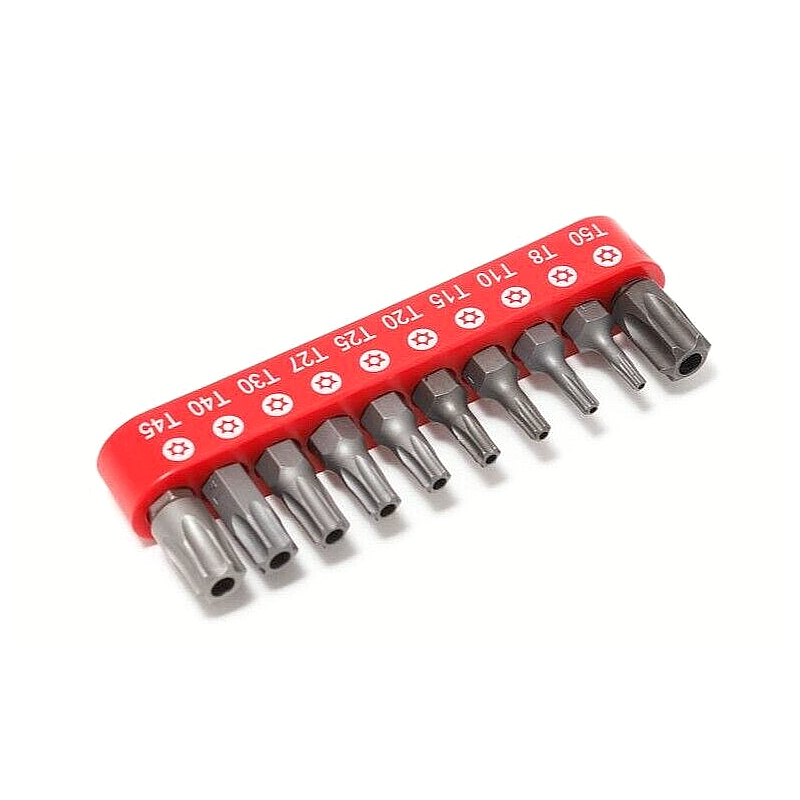 Jeu de 10 embouts 1/4" TORX sécurité T8 à T50 Chrome-Vanadium FORSAGE F-21022T