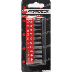 Jeu de 10 embouts 1/4" TORX sécurité T8 à T50 Chrome-Vanadium FORSAGE F-21022T