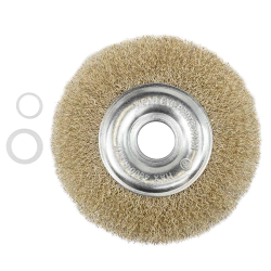 Brosse plate LAITON ronde pour meuleuse touret Ø125mm AXE 22,23mm & 16mm FORSAGE