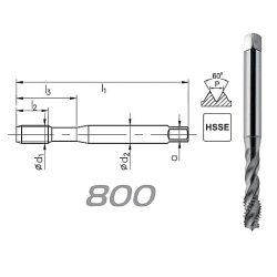 Taraud machine M3x0,5 hélicoïdal pour trous borgnes DIN-371 HSSE FANAR® 800