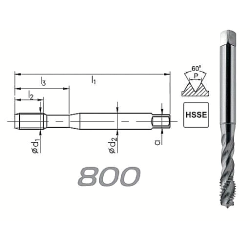 Taraud machine M10x1,5 hélicoïdal pour trous borgnes DIN-371 HSSE FANAR® 800