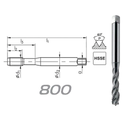 Taraud machine M7x1 hélicoïdal pour trous borgnes DIN-371 HSSE FANAR® 800