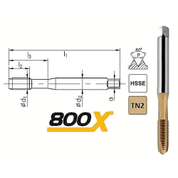 Taraud machine M10x1,5 entrée GUN pour trous débouchant TITAN DIN371 HSSE FANAR®