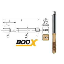 Taraud machine M12x1,75 entré GUN pour trous débouchant TITAN DIN376 HSSE FANAR®