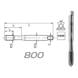 Taraud machine M12x1,75 entrée GUN pour trous débouchant DIN-376 HSSE FANAR® 800