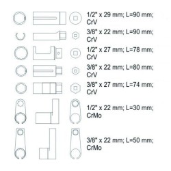 Coffret douilles fendues spéciale injecteurs, sondes lambda FORSAGE F-907G2D