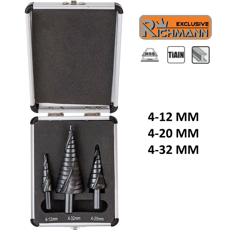 Coffret de forets à étages hélicoïdaux HSS professionnel 4-32 mm RICHMANN C9272