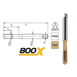 Taraud machine M3x0,5 entrée GUN pour trous débouchant TITAN DIN-371 HSSE FANAR®