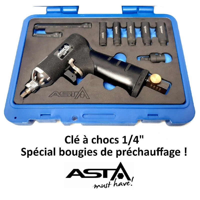 Clé à chocs pneumatique 1/4" Professionnel Spécial Bougies de Préchauffage ASTA