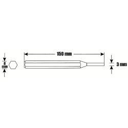 Chasse-goupilles 3x150x8 mm Chrome-Vanadium RICHMANN C5815