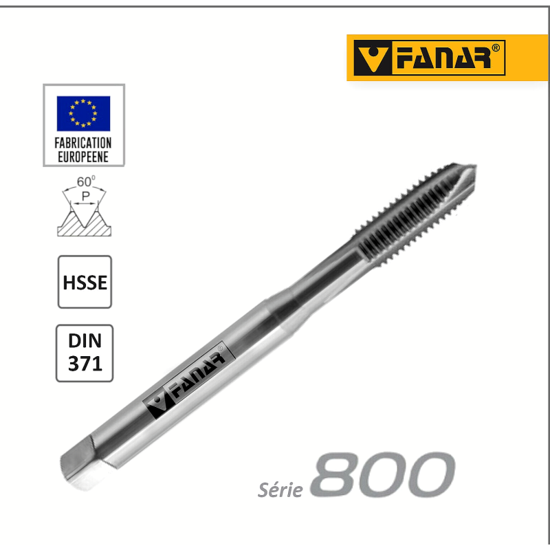 Taraud machine M3x0,5 entrée GUN pour trous débouchant DIN-371 HSSE FANAR® 800