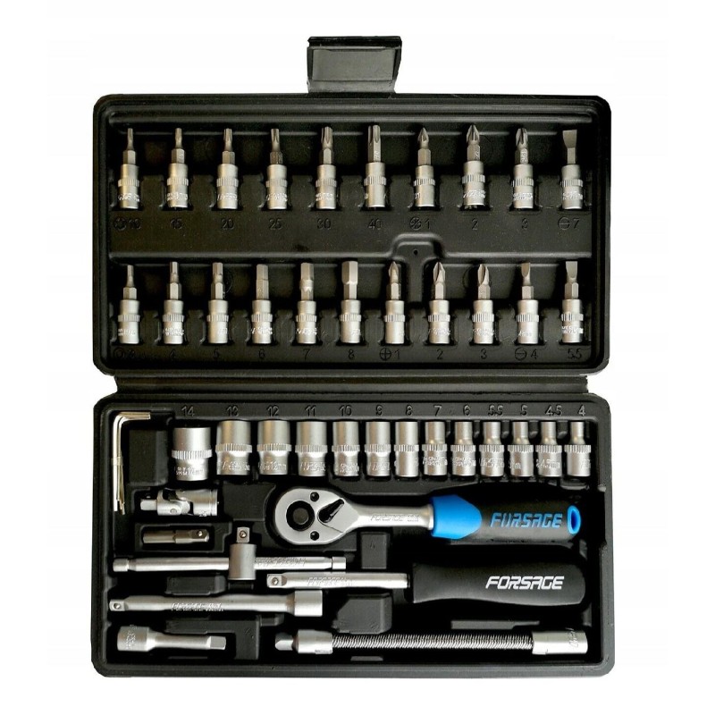 Coffret clé à cliquets 46 pièces 1/4'' jeu de douilles Cr-V FORSAGE F-2462-5