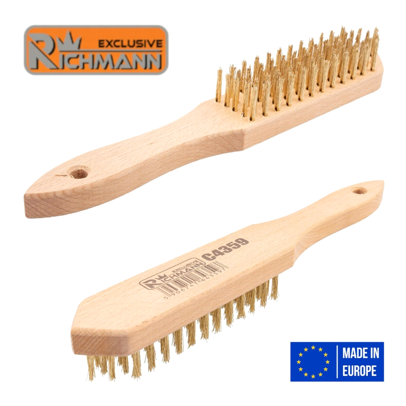 Brosse métallique de nettoyage ACIER manche BOIS longueur 290 mm RICHMANN C4359