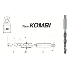 Foret taraudeur machine M4x0,7 taraud combiné avec foret DIN-13 HSS FANAR® Kombi