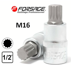 Embout M16 SPLINE XZN 12p sur douille carré 1/2" Acier HAUTE QUALITÉ FORSAGE 