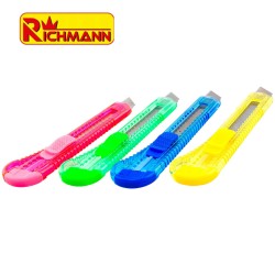 LOT de 12 cutters lame 18 mm de différentes couleurs à lame sécable RICHMANN 