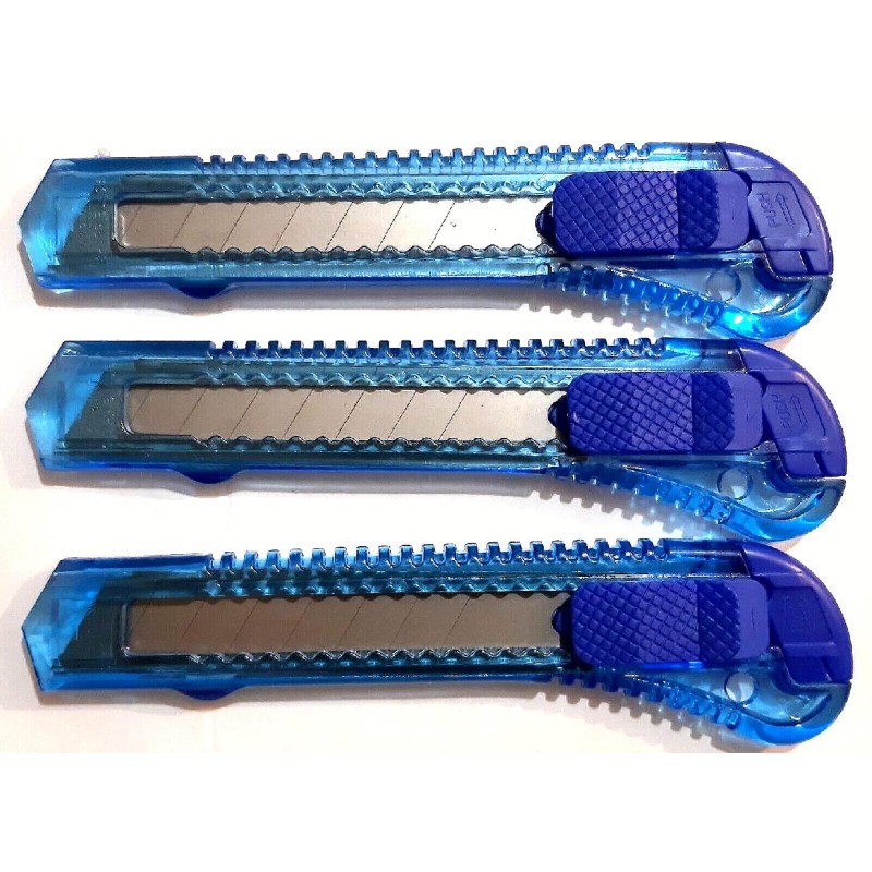 LOT de 3 Cutters lame 18 mm couleur bleu avec lame sécable Richmann C9110x3B