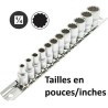 Jeu de 12 douilles 1/4" 12 pans Pouces/Inches de 5/32" à 9/16" Harley Davidson